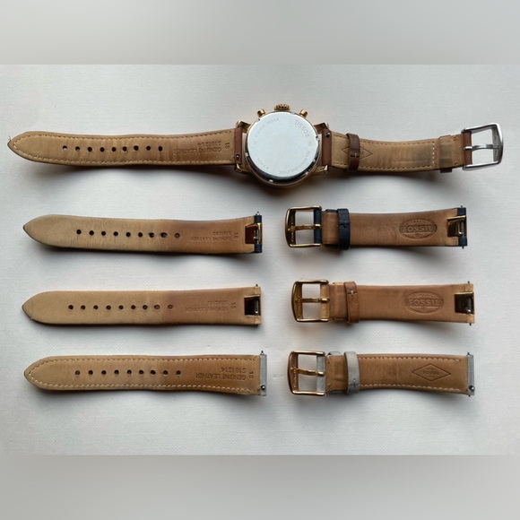 Fossil Rose Gold Chronograph Watch + leather bands - Picture 12 of 16